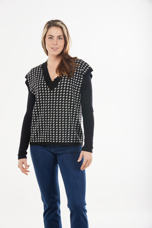 HOUNDSTOOTH VEST CASHMERE MERINO BRIDGE & LORD