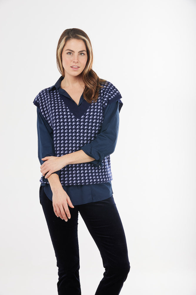 HOUNDSTOOTH VEST CASHMERE MERINO BRIDGE & LORD