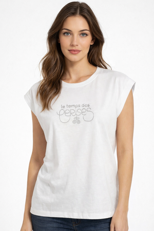 PURE COTTON Le Temps des Cerises Khaki Crew neck top