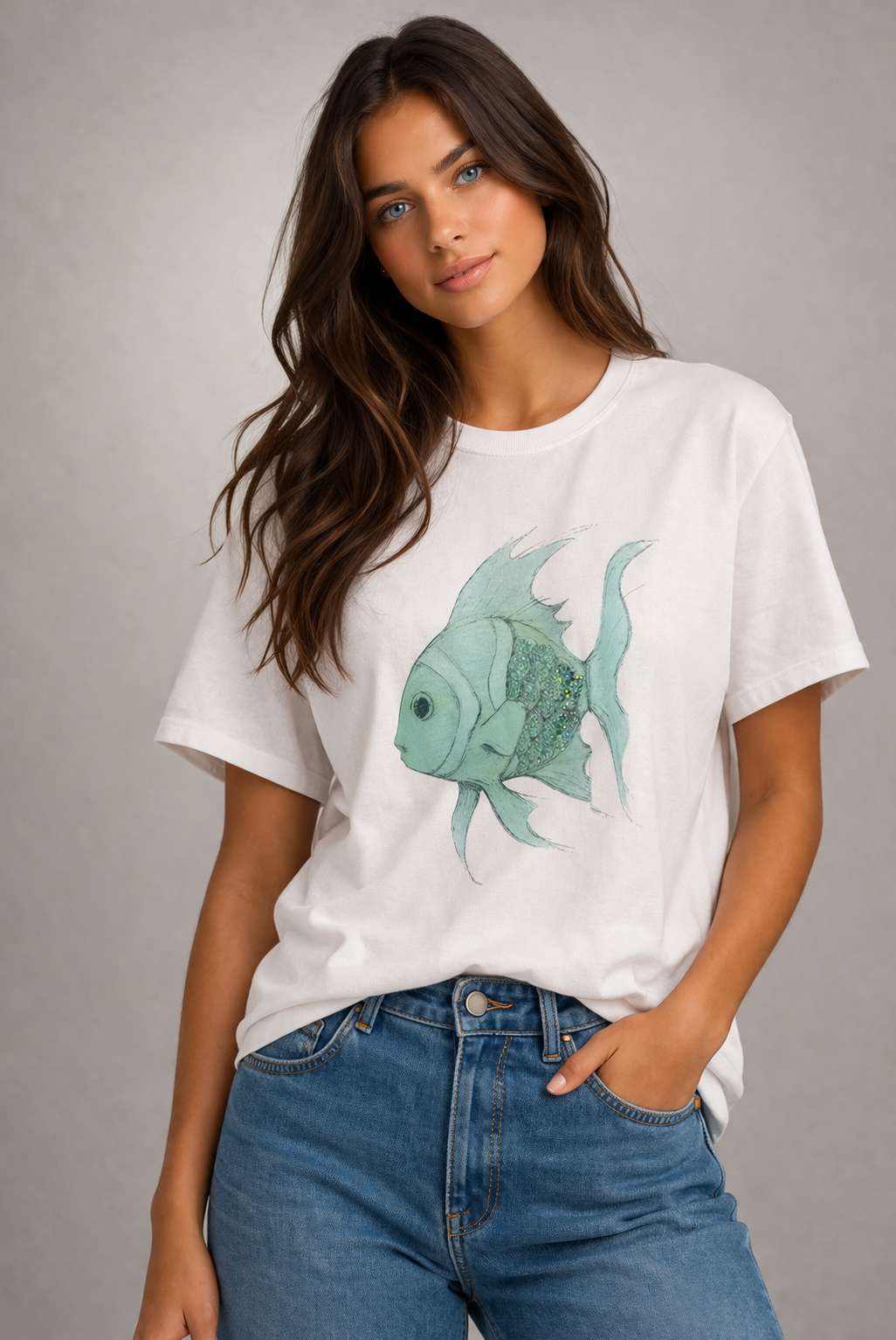 Rich & Royal Organic Cotton T-Shirt in White Print