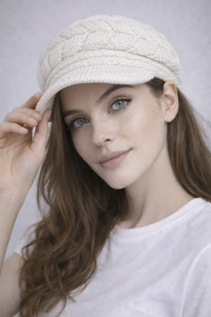 Ribbed Knit Beret Hat with Thermal Lining