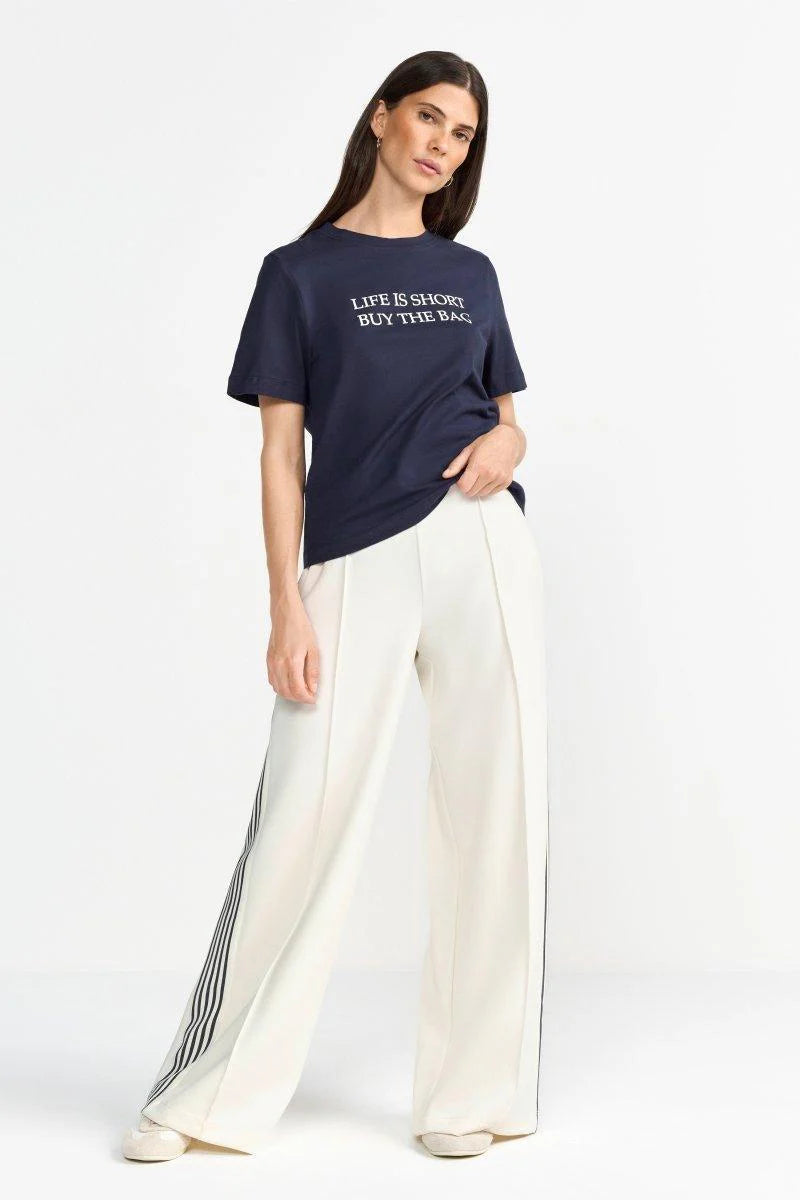 RICH & ROYAL PURE COTTON NAVY T-SHIRT WITH STATEMENT PRINT