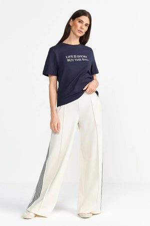 RICH & ROYAL PURE COTTON NAVY T-SHIRT WITH STATEMENT PRINT