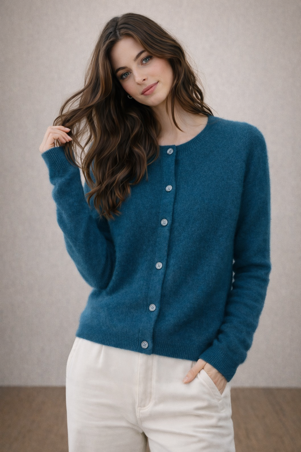 Pure wool Cardigan Round Neck Knit on Australia