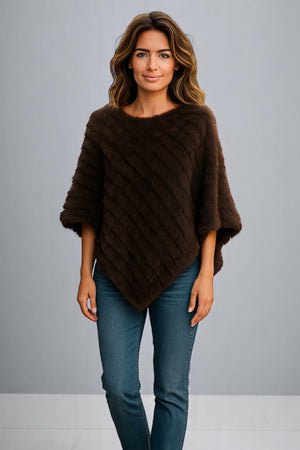 Angora Fur Knitted Natural Fur Poncho