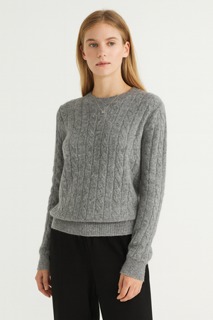 Pure Wool Cabled Crew Neck Knit on Australia