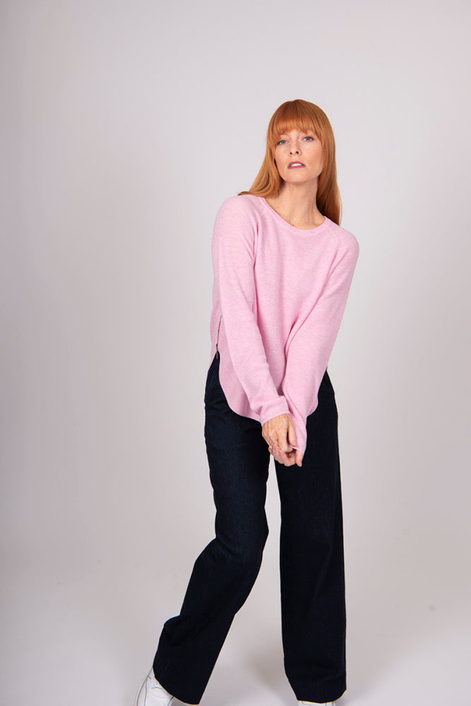 Side Zip Pullover with Curved Hem Bridge & Lord Cashmere / Merino