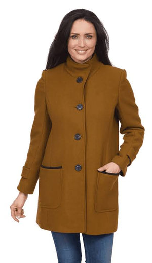 KESTA LONG LINE TWO TONE FUNNEL NECK COAT MADE IN UK
