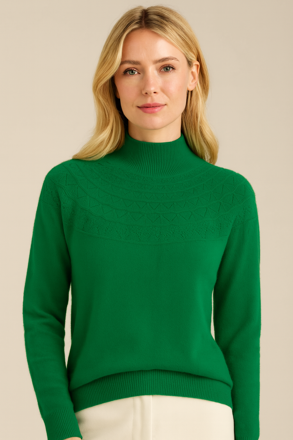 Pure Wool Mock Neck Half Pattern Knit on Australia
