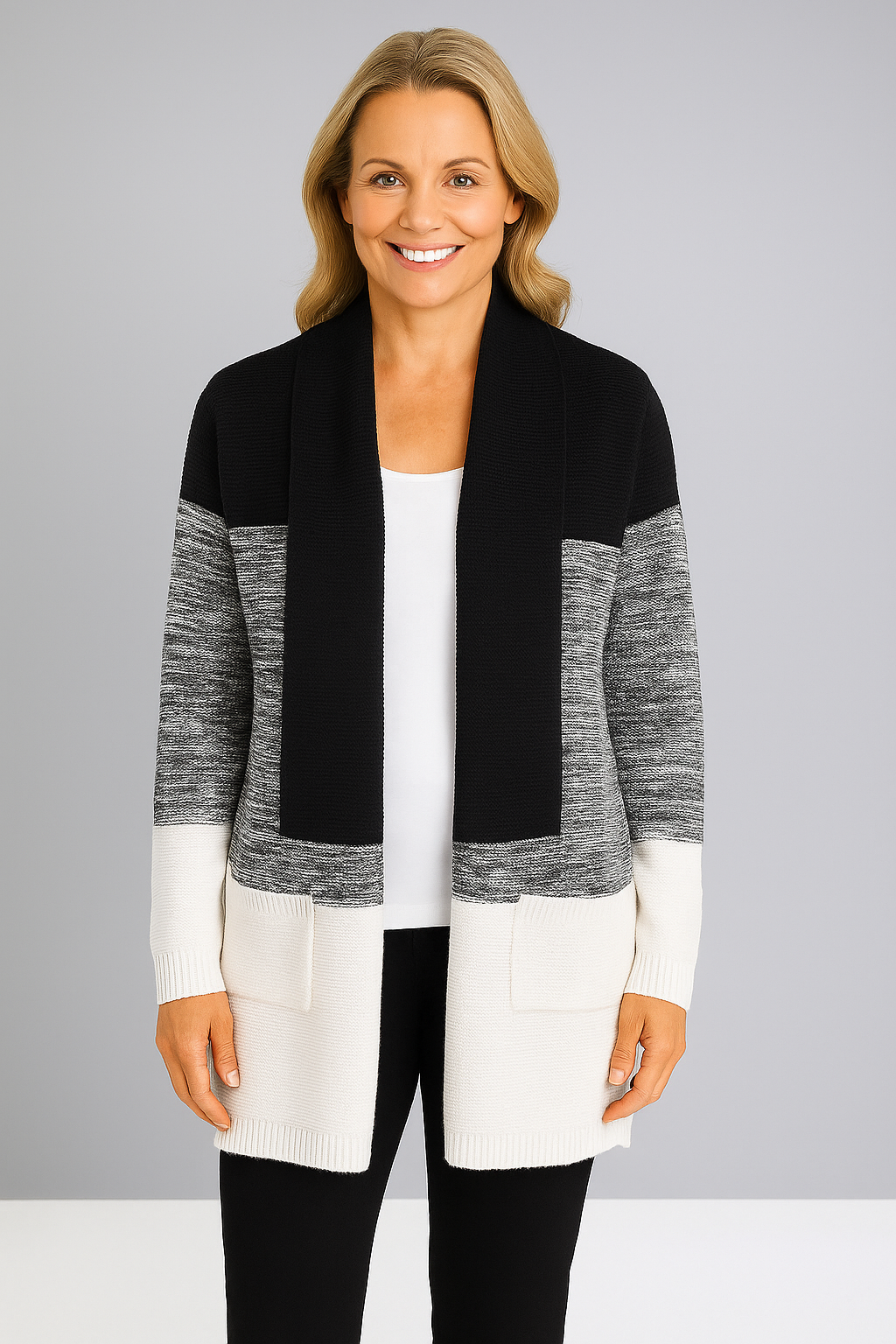 Open cardigan with pockets