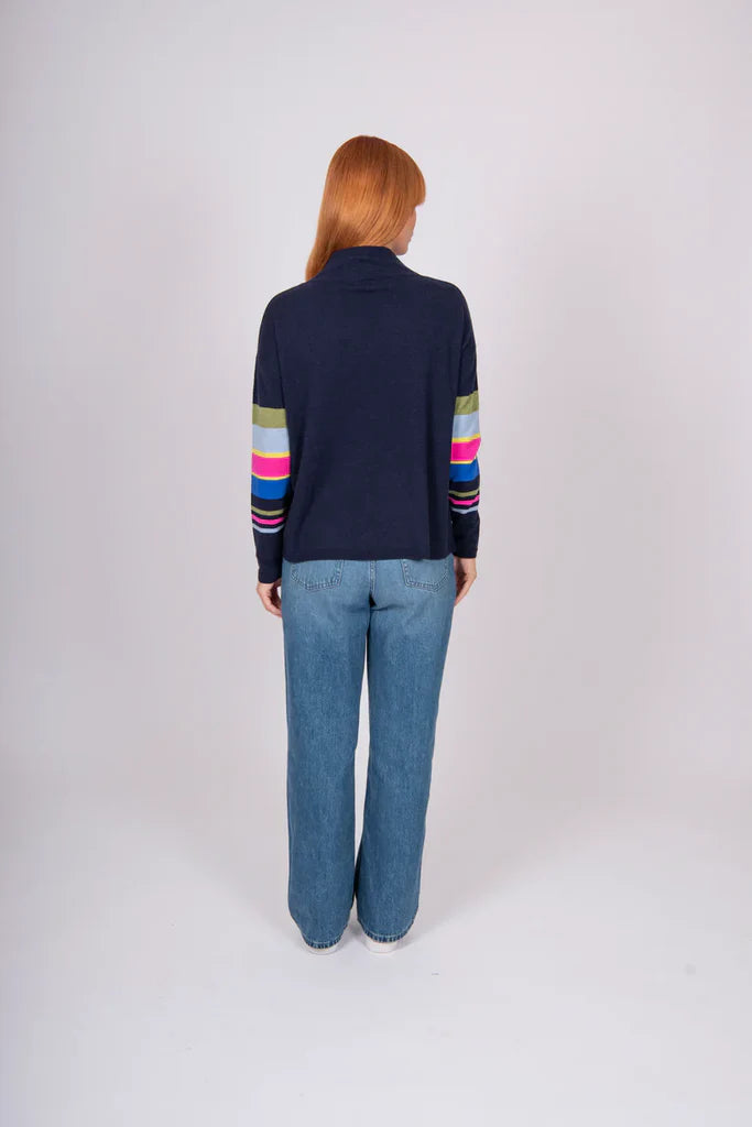 BRIDGE & LORD MOCK NECK STRIPED HAND