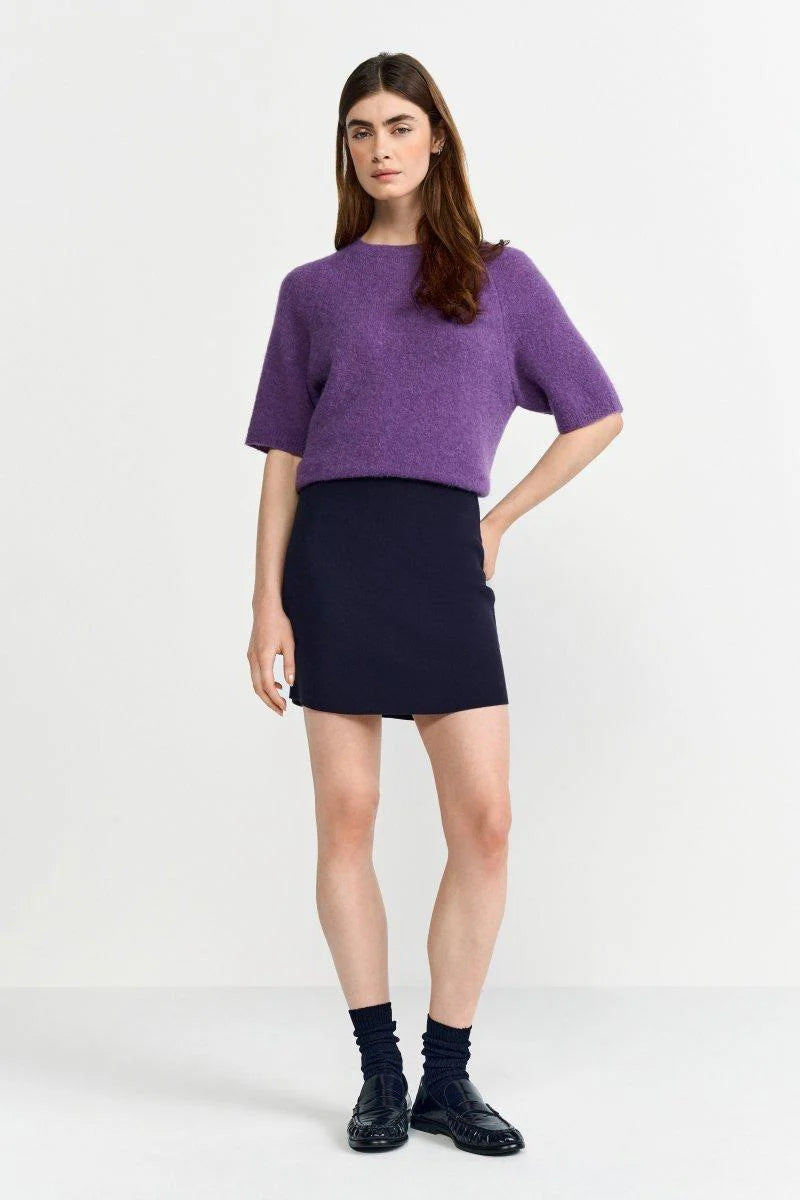 RICH & ROYAL PLUM KNITTED T-SHIRT MADE IN EUROPE