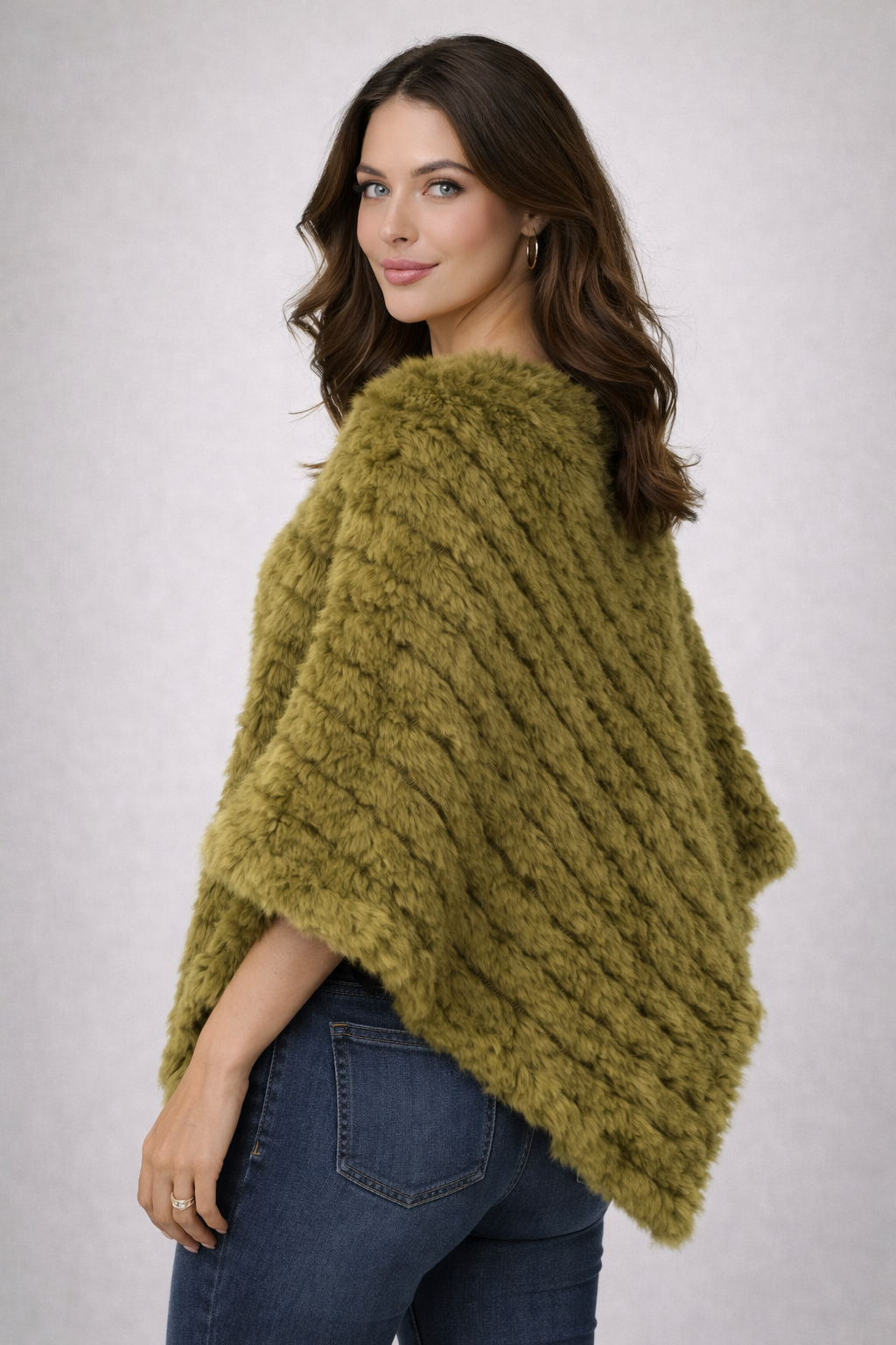 Soft Angora Fur Designer Poncho