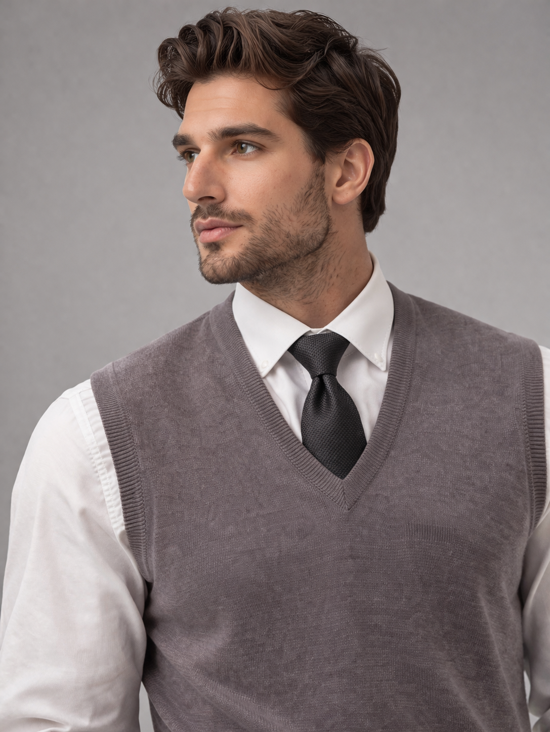 Pure Merino Wool Sleeveless Vest – Rib Basque Design
