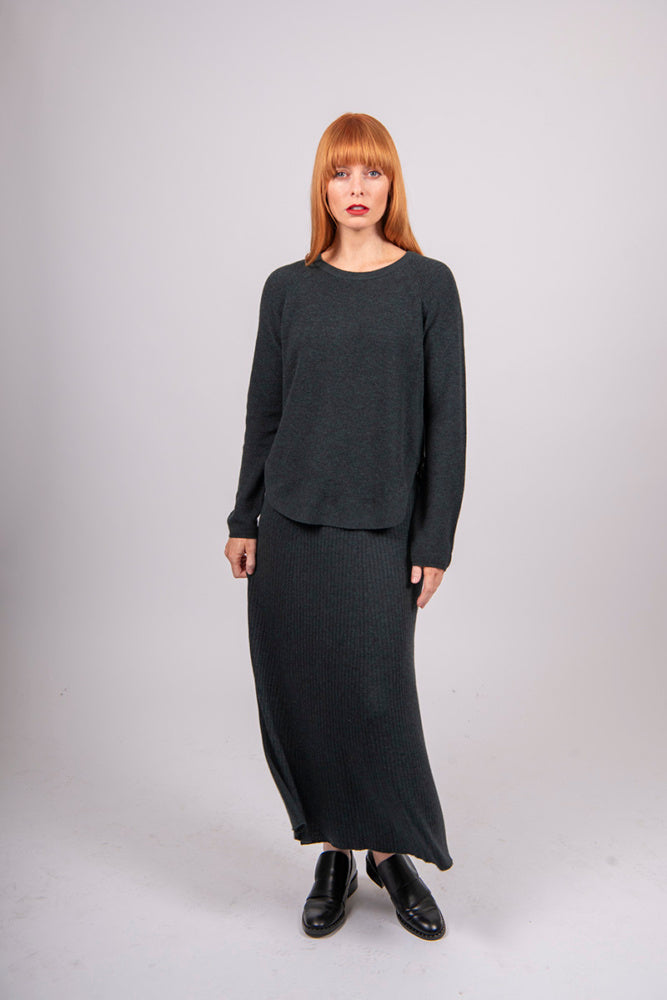 Side Zip Pullover with Curved Hem Bridge & Lord Cashmere / Merino