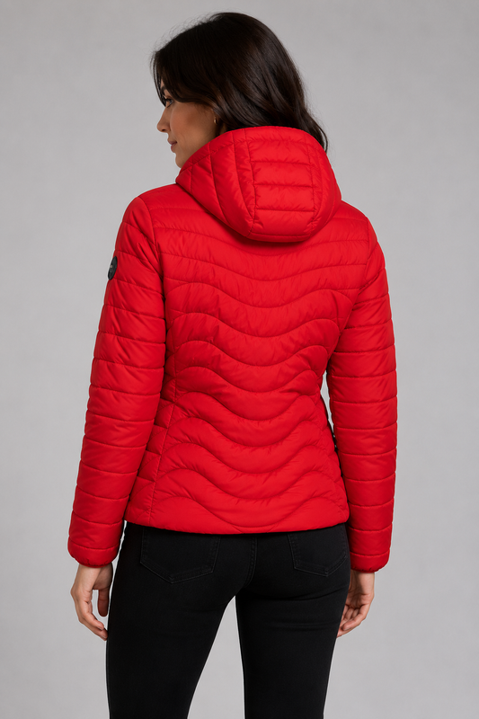 Sabena - Red Padded Jacket with Faux Fur Llining