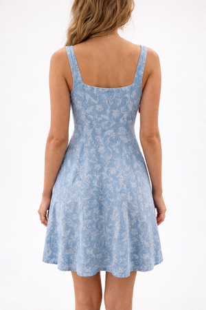 BELLA DAHL Sleeveless Button Front Fitted Dress - Vintage Fleur Denim