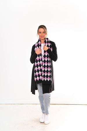 CASHMERE/MERINO TRIANGLE JACQUARD SCARF