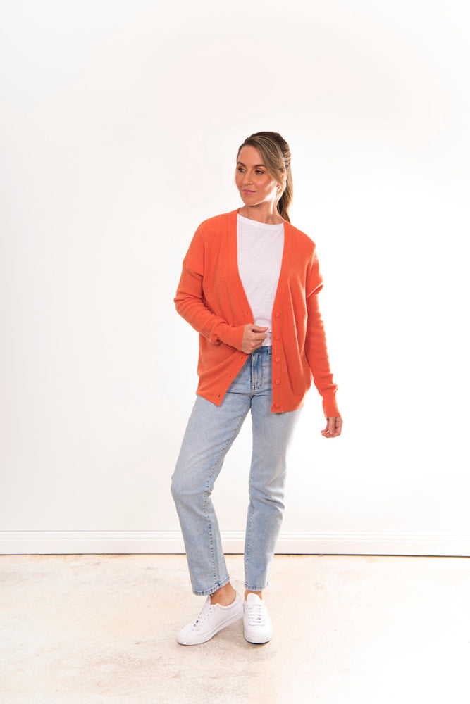 VEE NECK CARDIGAN WITH DETAIL BACK & SLEEVES