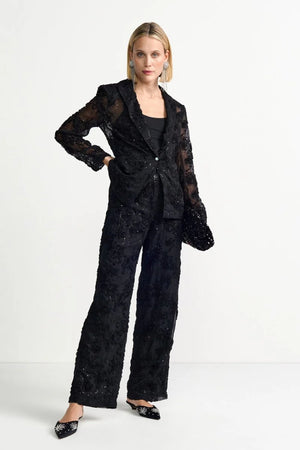 RICH & ROYAL BLACK FABRIC TROUSERS WITH SEQUINS