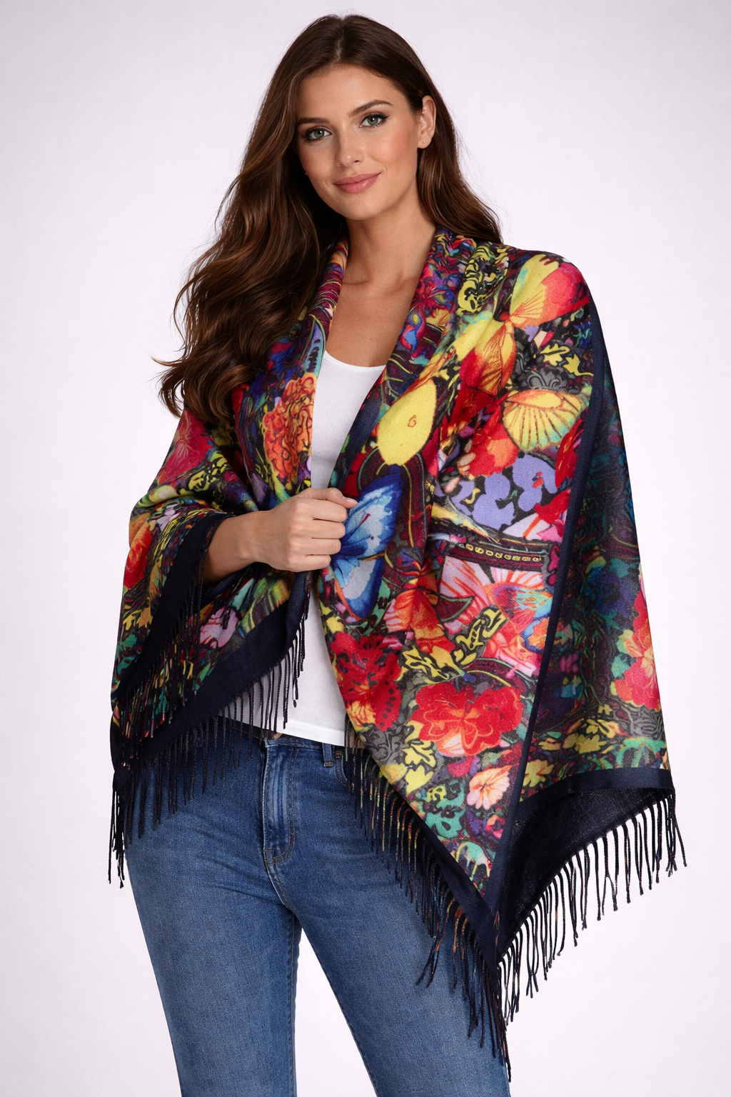 Luxury Pure Cashmere Scarf / Shawl Oil Painting Pattern