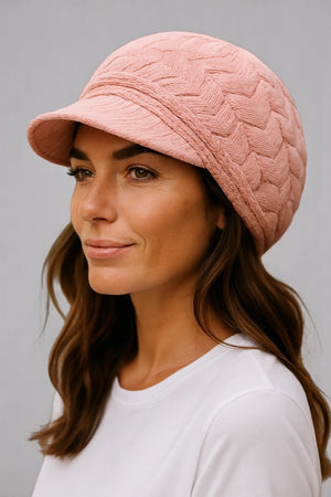 Ribbed Knit Beret Hat with Thermal Lining