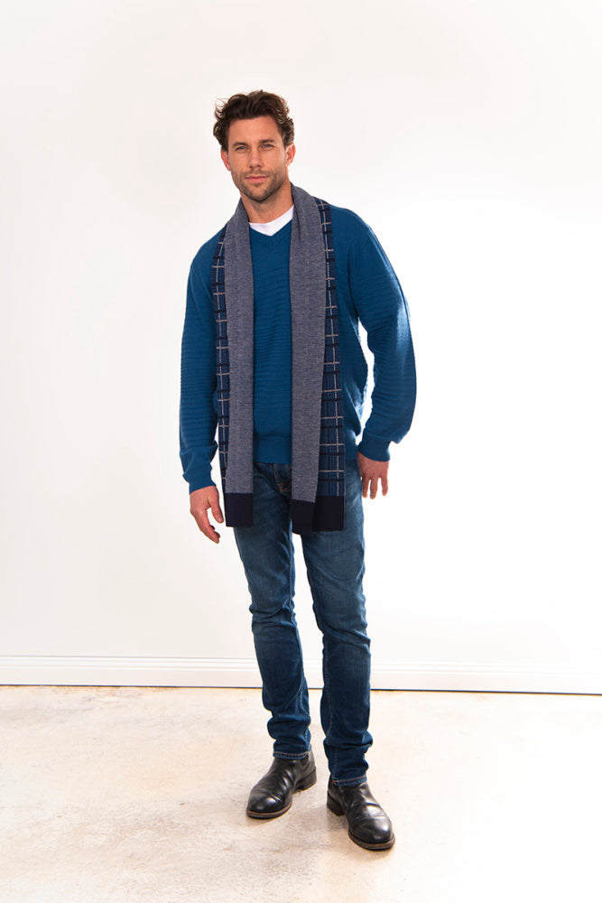 BRIDGE AND LORD CHECK SCARF CASHMERE/MERINO
