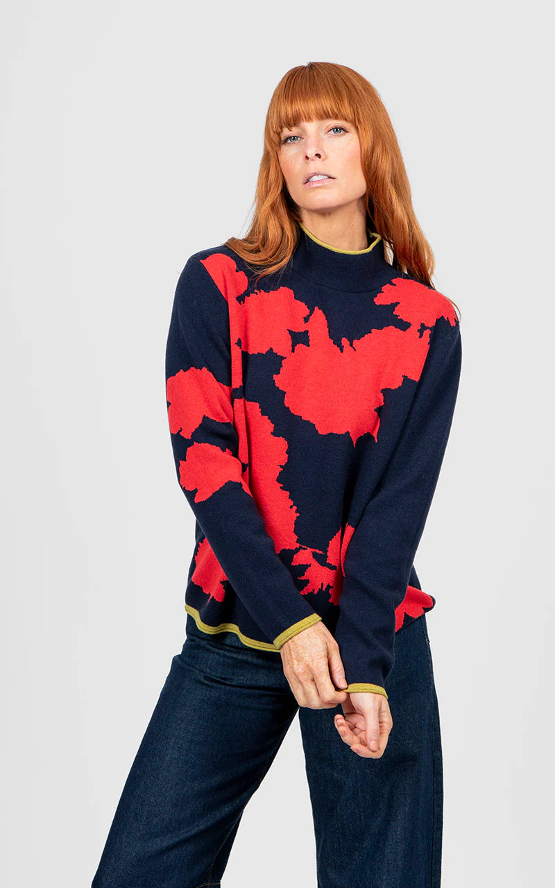 Bridge & Lord - Flower Silhouette Jacquard Pullover