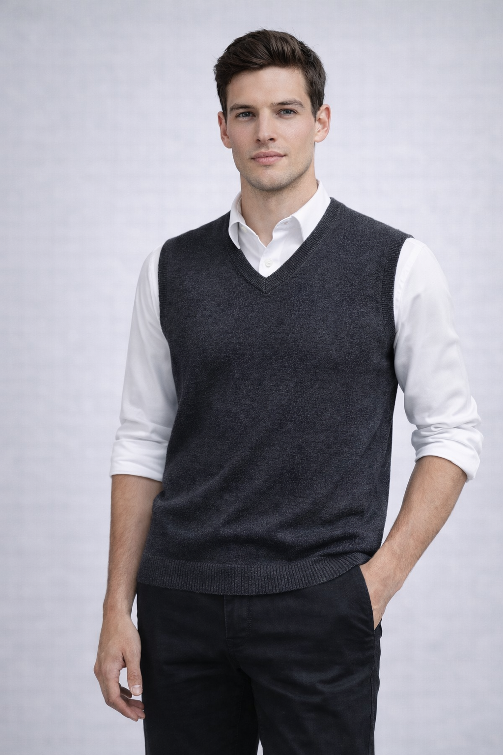Sovrano Vest Deep vee neck Pure Merino Wool