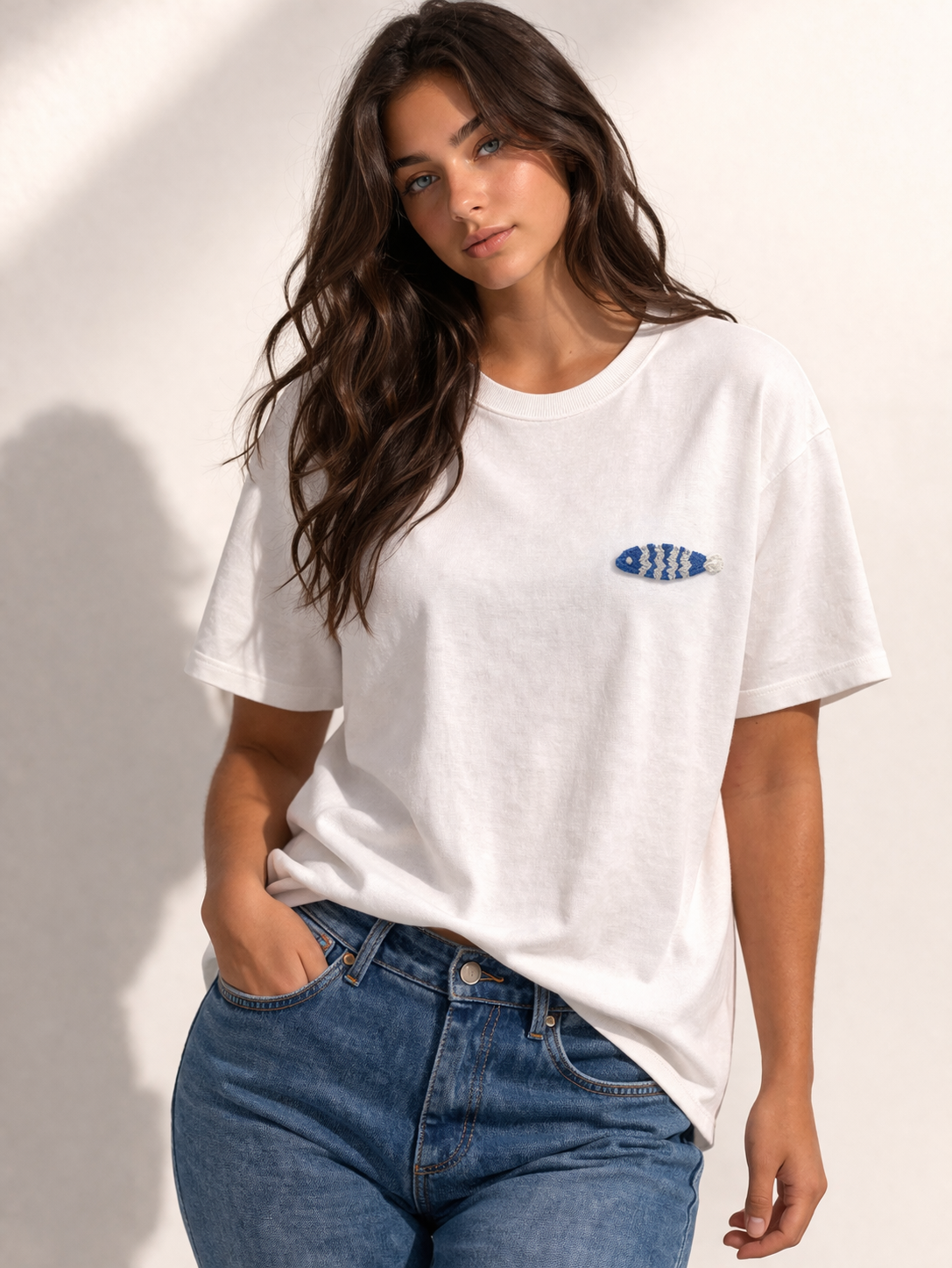 Rich & Royal Organic Cotton T-Shirt in White with Print