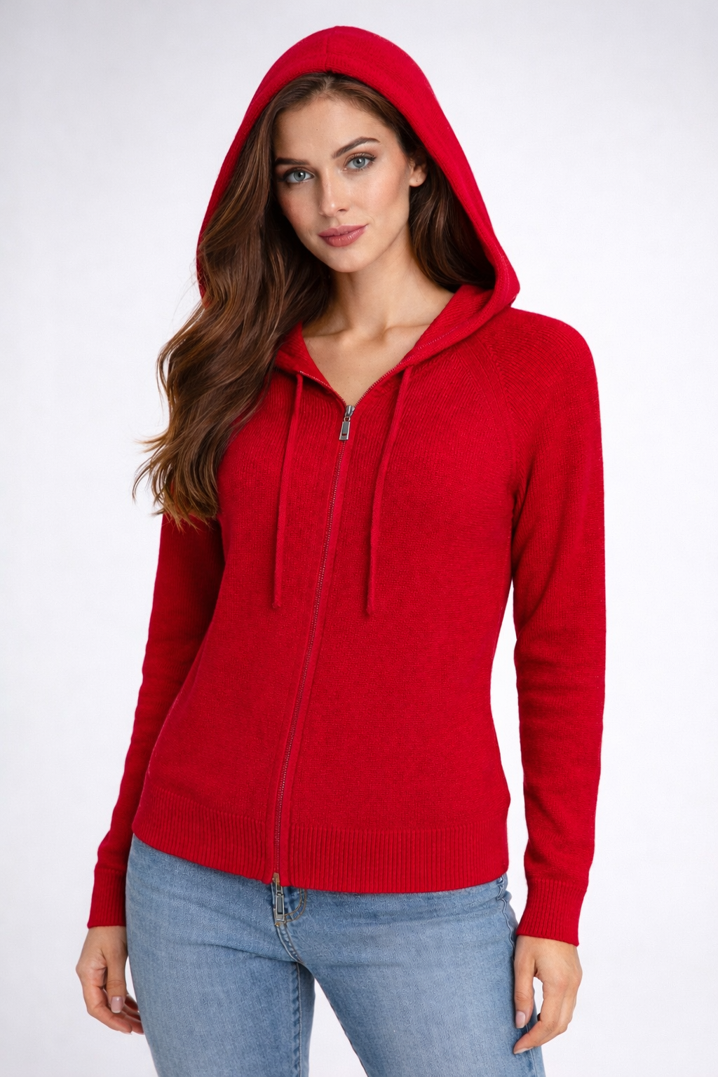 PURE CASHMERE TWO WAY FULL ZIP HOODIE NO POCKETS