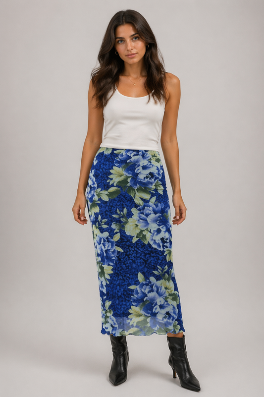 RICH & ROYAL MIDI SKIRT FLOWER-PRINT