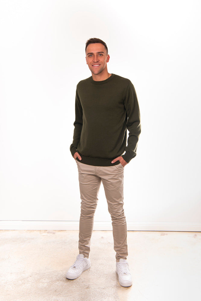 PURE MERINO FINE KNIT ESSENTIAL CREW PULLOVER BRIDGE & LORD