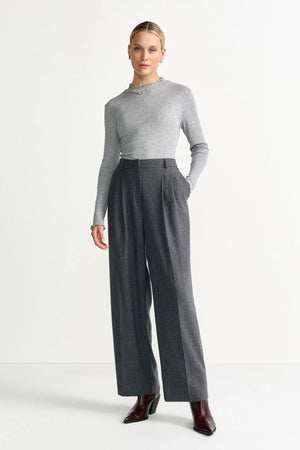 RICH & ROYAL RIBBED RUFFLED NECK LONG SLEEVE MADE IN PORTUGAL