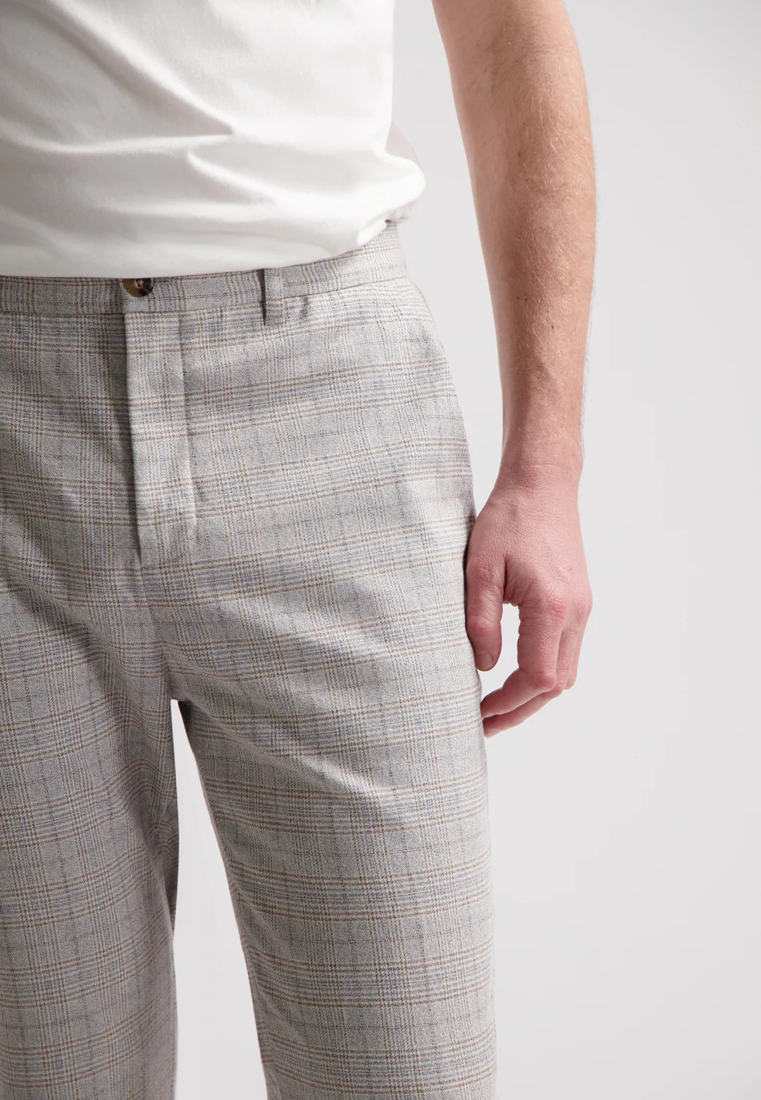 DSTREZZED LIAM BLURRY CHECK PANTS IN AEGEAN BLUE