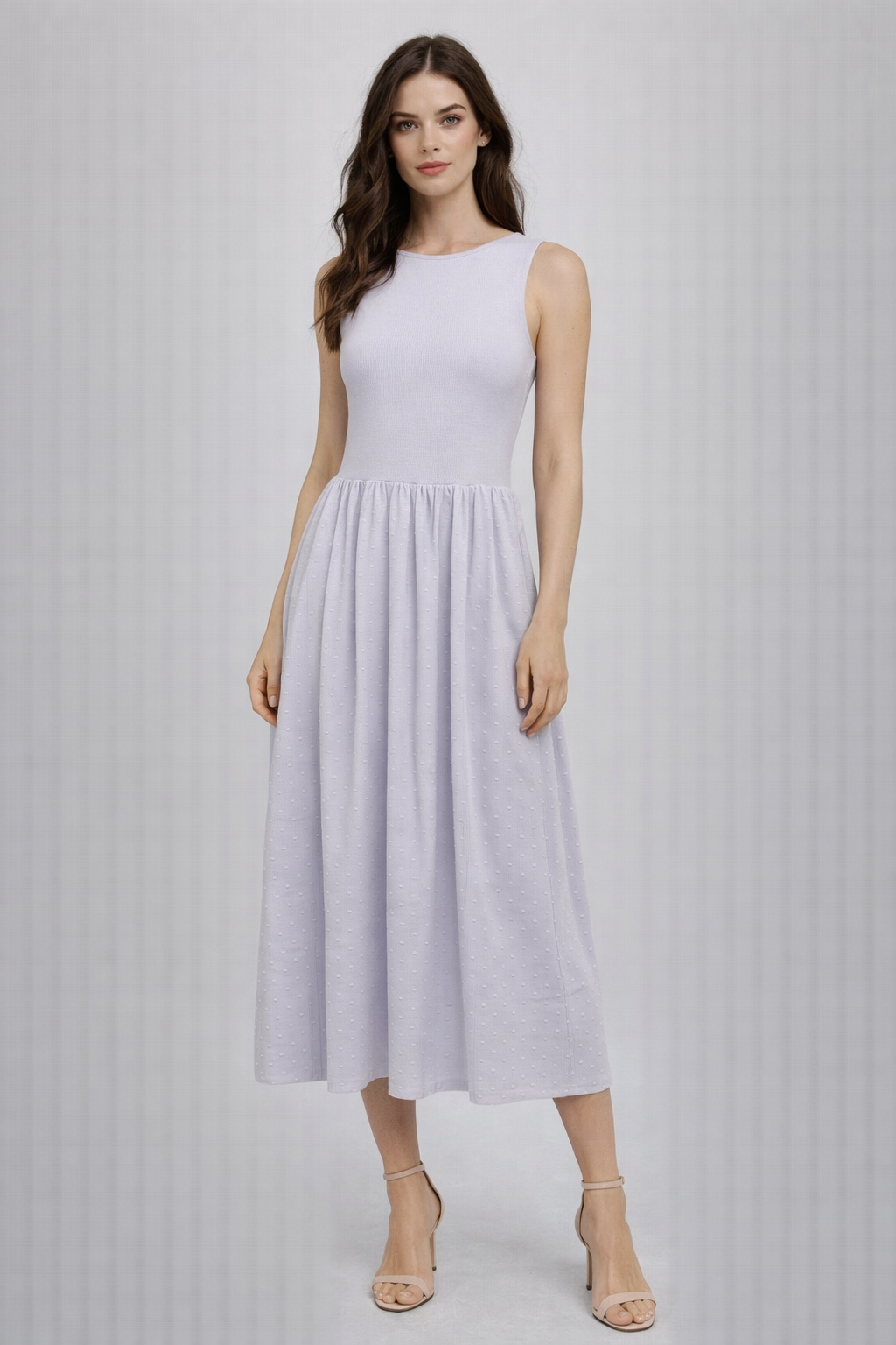 Bella Dahl mixed crew neck midi dress pure cotton
