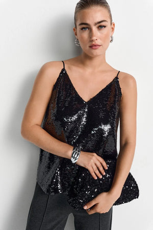 RICH & ROYAL SEQUIN TOP WITH SPAGHETTI STRAPS