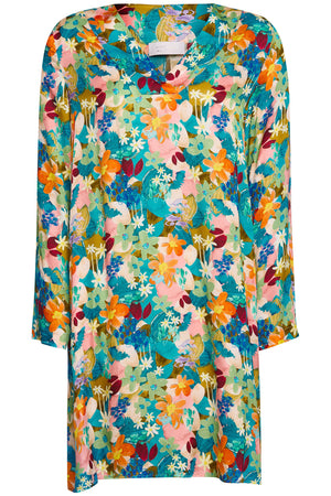 RICH & ROYAL V-NECK FLOWER PRINT MINI DRESS