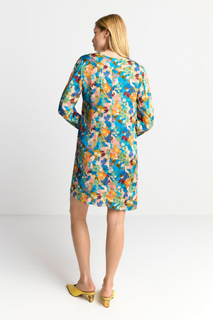 RICH & ROYAL V-NECK FLOWER PRINT MINI DRESS