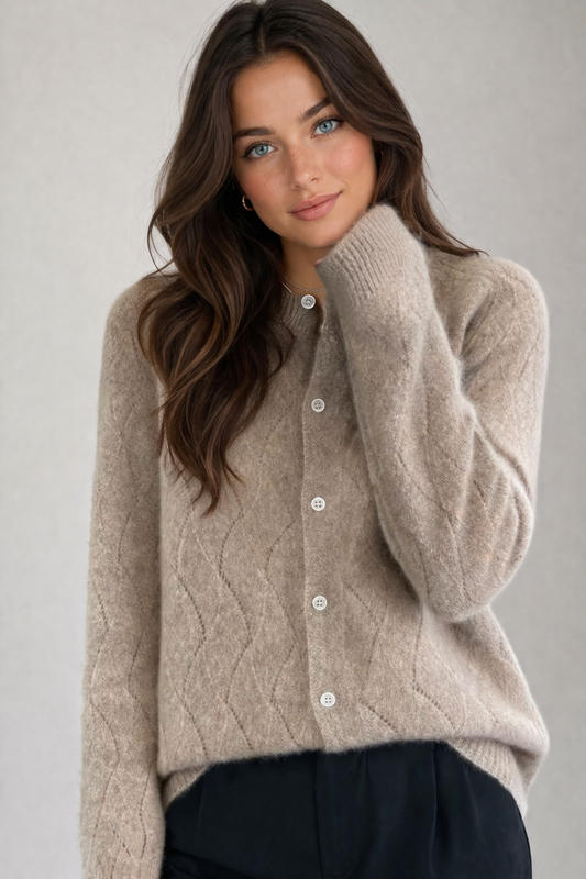100% EXTRA FINE MERINO RIBBED CARDIGAN