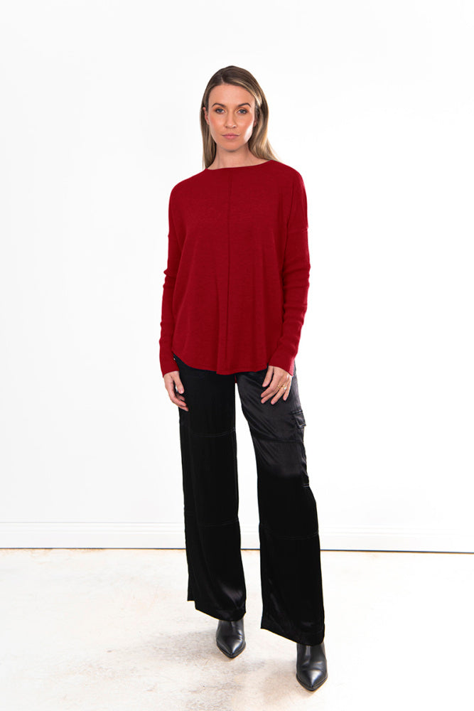 ESSENTIAL CURVED HEM CREW PULLOVER