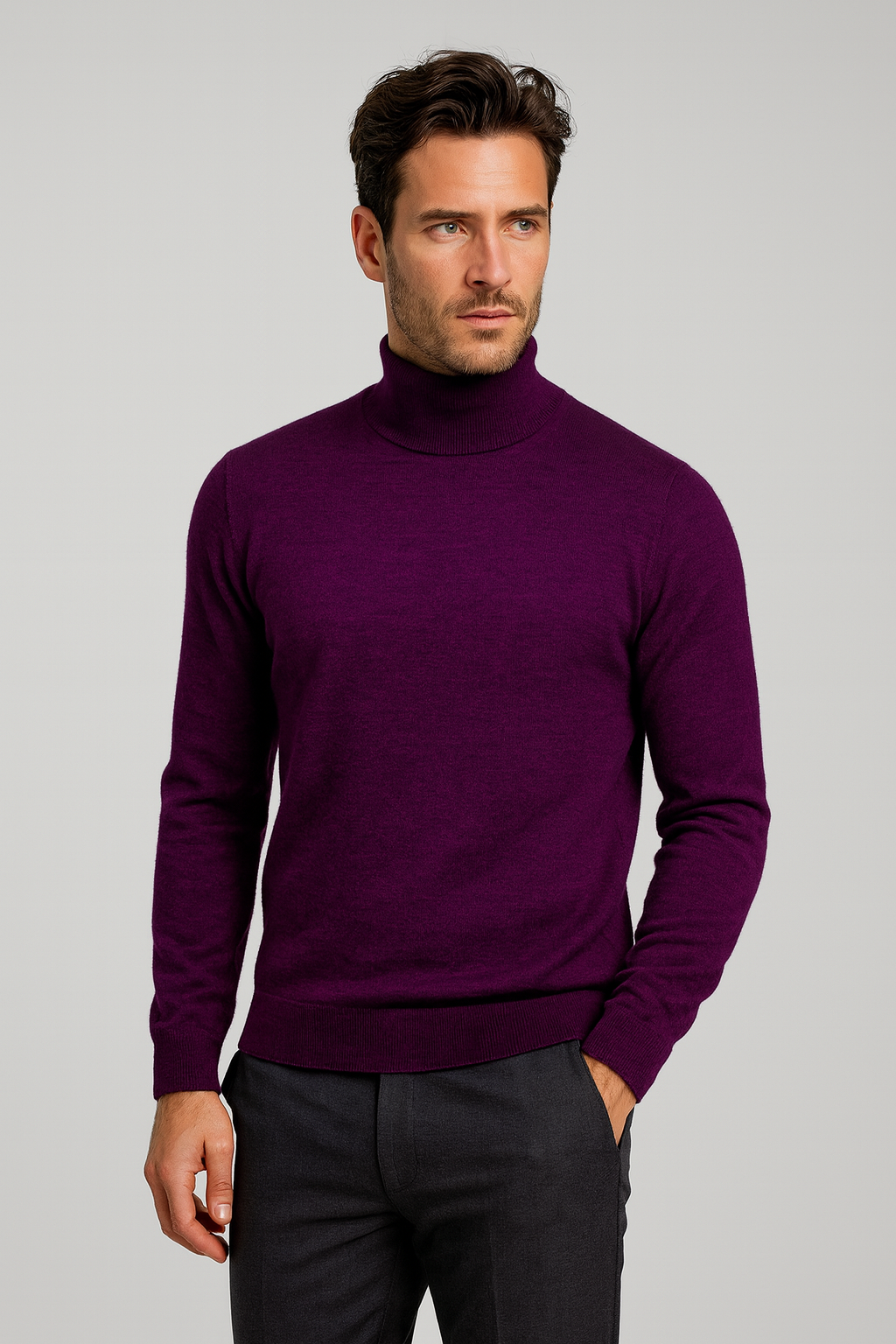 FIELDS CLASSICS ROLL NECK PULLOVER WITH RIB BASQUE