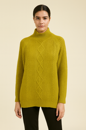Mock Neck Cable Knit Sweater