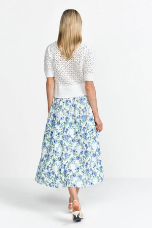 RICH & ROYAL FLORAL HIGH-WAISTED MIDI SKIRT