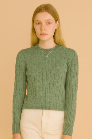 Pure Wool Cabled Crew Neck Knit on Australia