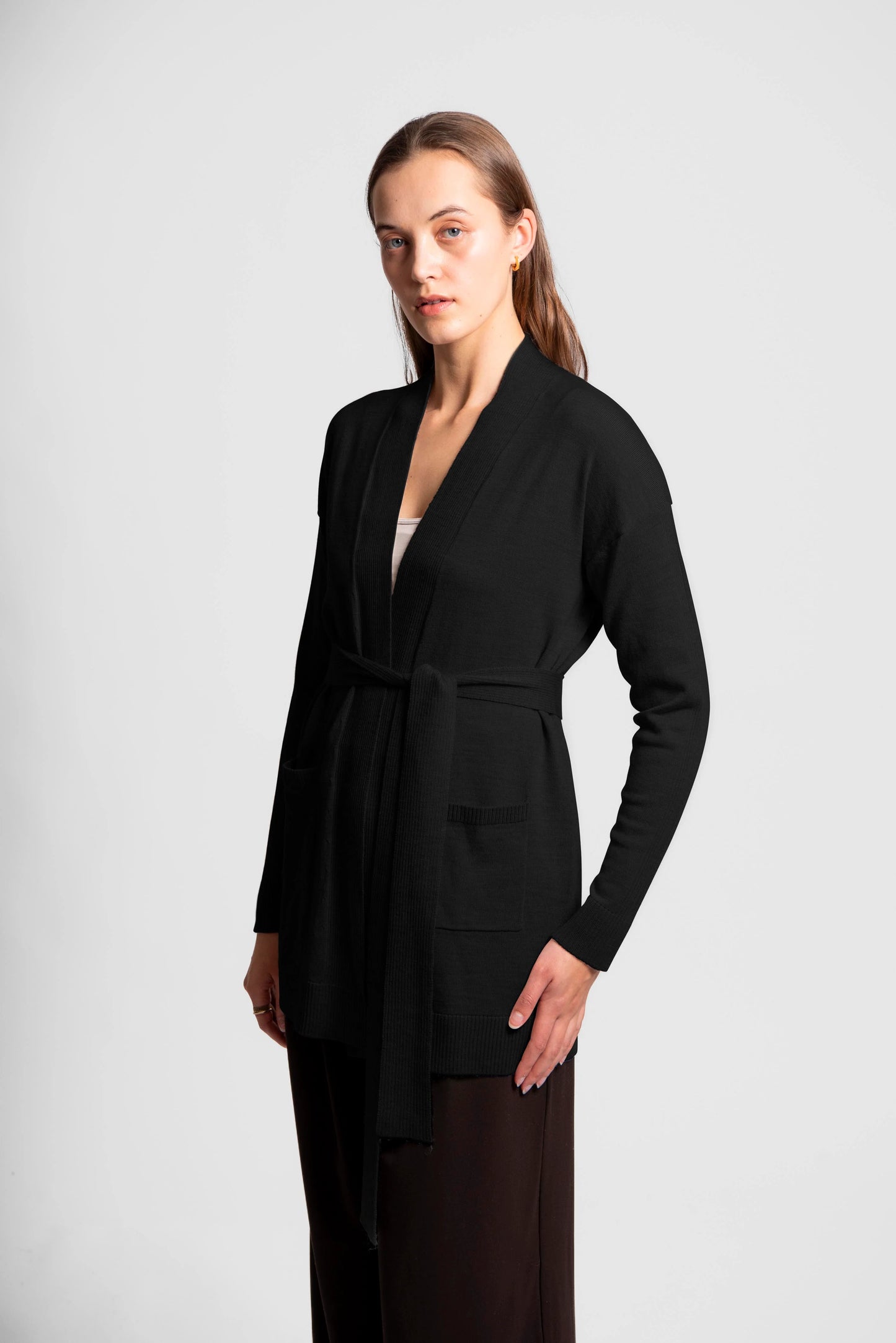 Fields - Longline Cardigan with Back Yoke and Belt