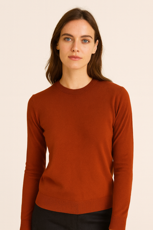 LONG PURE MERINO FINE KNIT ESSENTIAL CREW PULLOVER