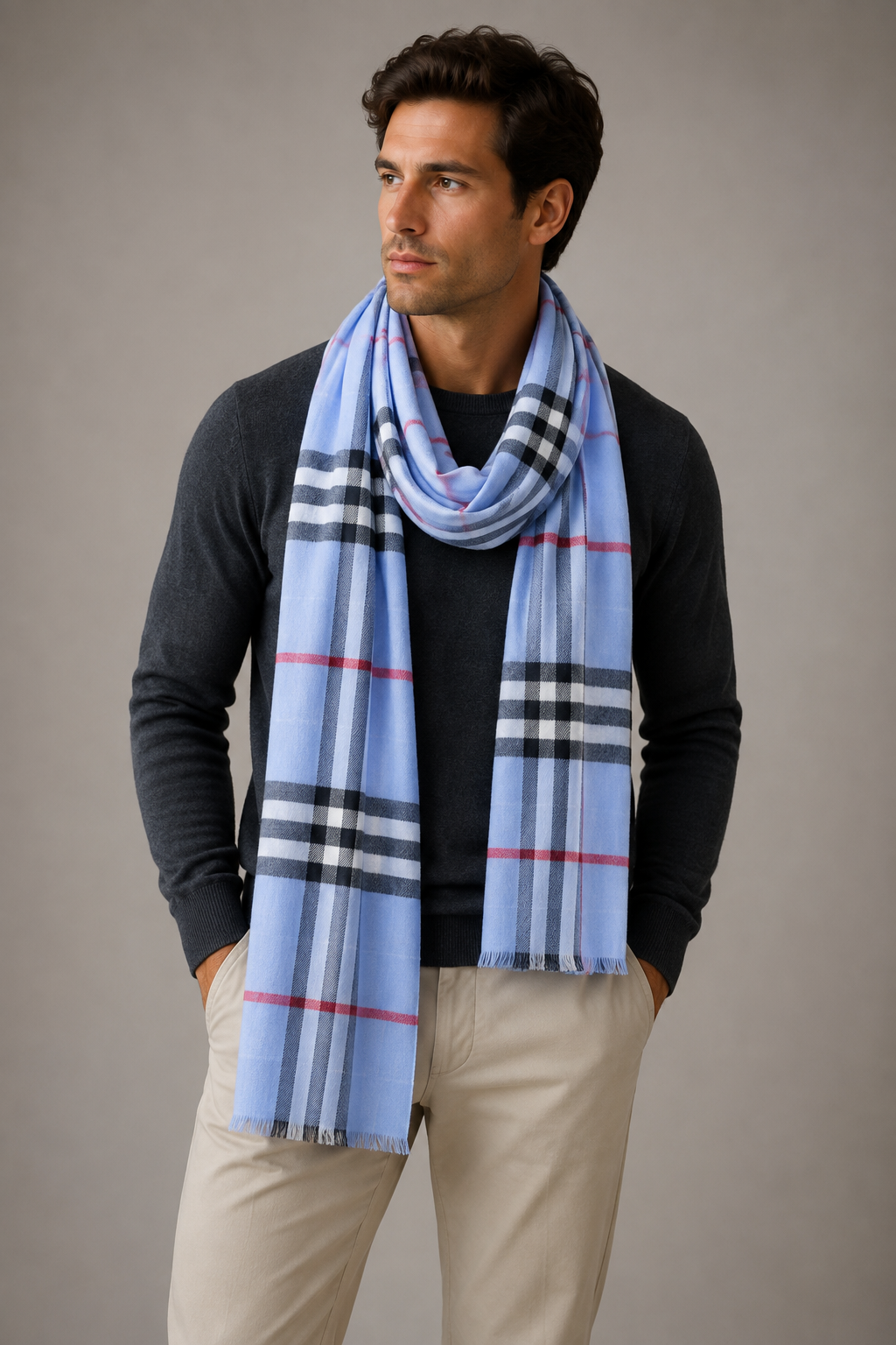UNISEX EXTRA FINE PURE CASHMERE PATTERNED SCARF