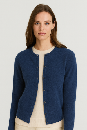 PURE CASHMERE CREW CARDIGAN