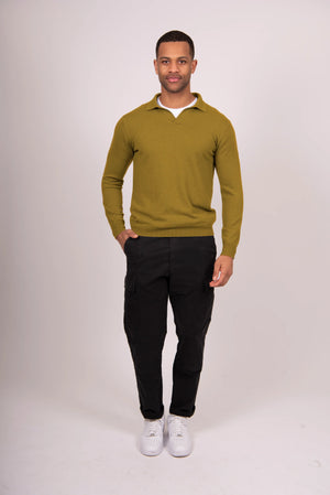 Open Collar Long Sleeve Polo